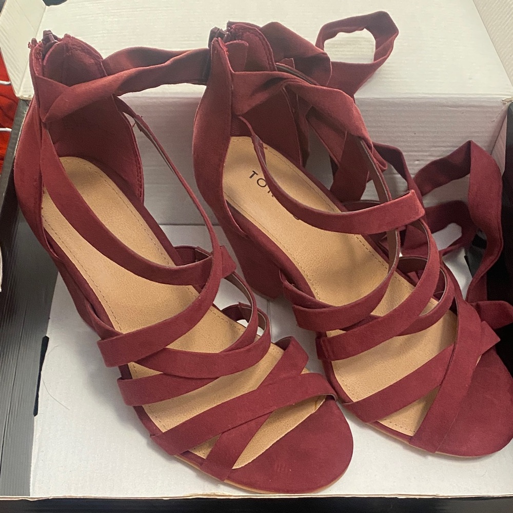 Torrid Burgundy Strappy Heels